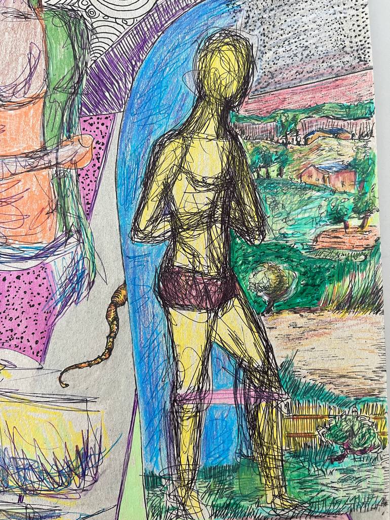 Original Surrealism Fantasy Drawing by Leni Smoragdova