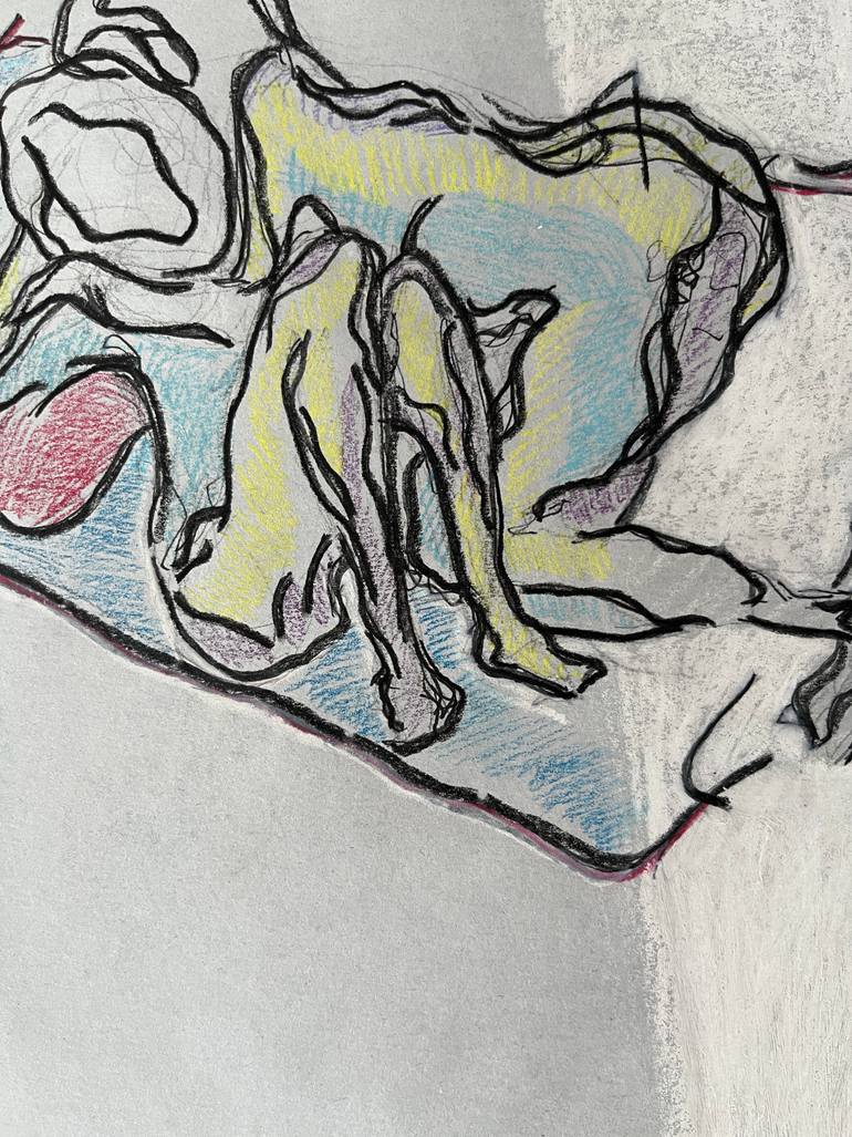 Original Abstract Expressionism Erotic Drawing by Leni Smoragdova