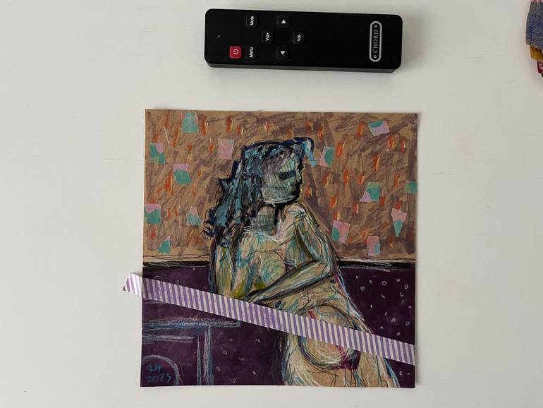 Original Abstract Expressionism Women Drawing by Leni Smoragdova