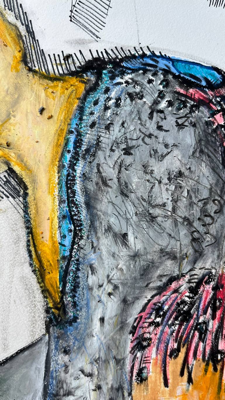 Original Abstract Expressionism Women Drawing by Leni Smoragdova