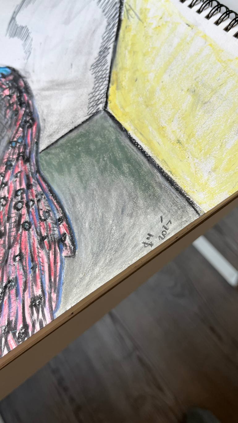 Original Abstract Expressionism Women Drawing by Leni Smoragdova