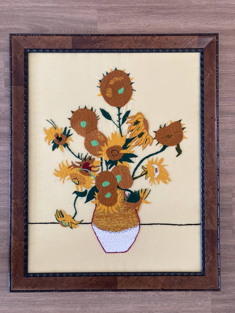 Original Folk Floral Mixed Media by Omid Ziai