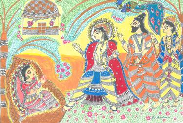 Original Art Deco Religion Paintings by Brinda Madhavan