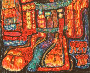Original Abstract Cities Paintings by Chaiyo Pandee