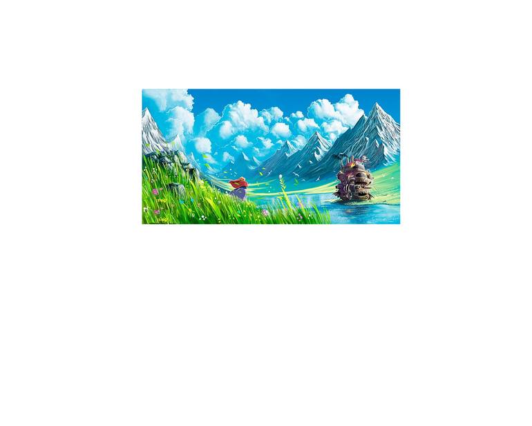 Studio Ghibli, Howl's Moving Castle, mountains, anime, landsca ...