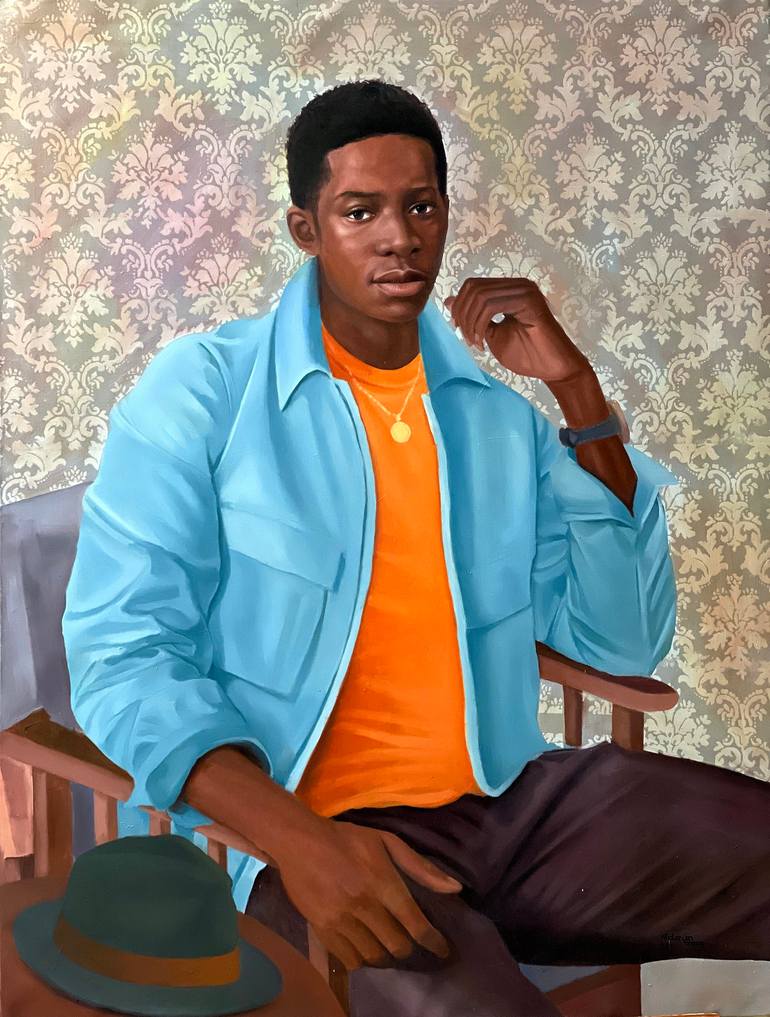 Original Men Painting by Emmanuel Afolayan | Realism Art on Canvas | "Come A Long Way"