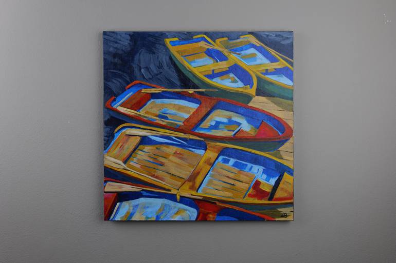 Original Expressionism Boat Painting by Cinzia Beretta