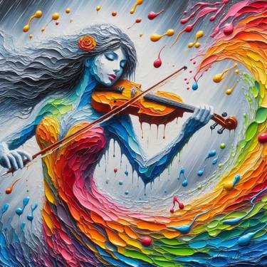Violinist in the rain thumb