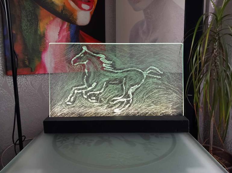 Original Abstract Horse Mixed Media by Vygantas Navickas