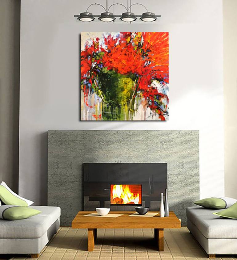 Original Abstract Floral Painting by Monique Carr
