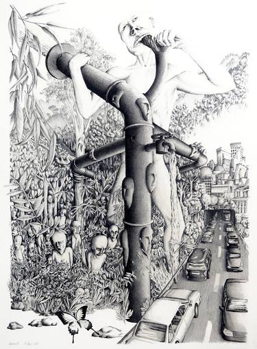 Original Surrealism Nature Drawings by Hugh Kerr