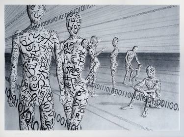 Original Surrealism People Drawings by Hugh Kerr