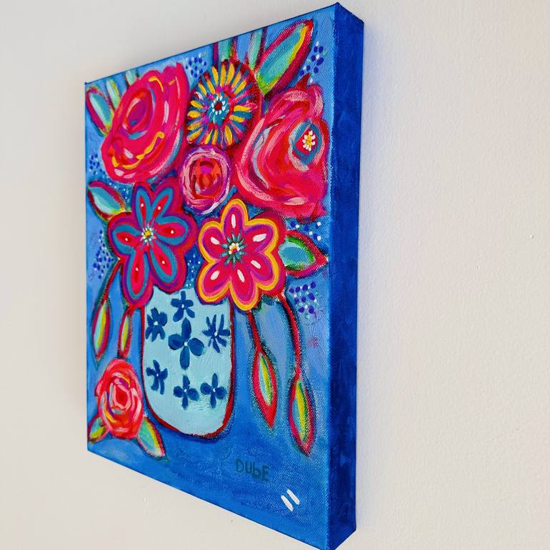 Original Abstract Floral Painting by Jeri Dube