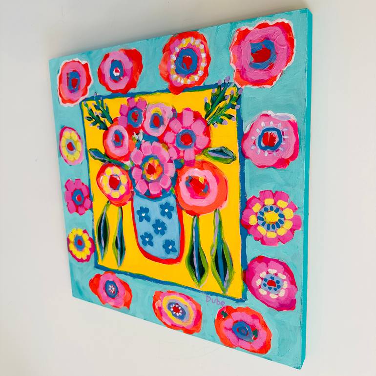 Original Folk Floral Painting by Jeri Dube