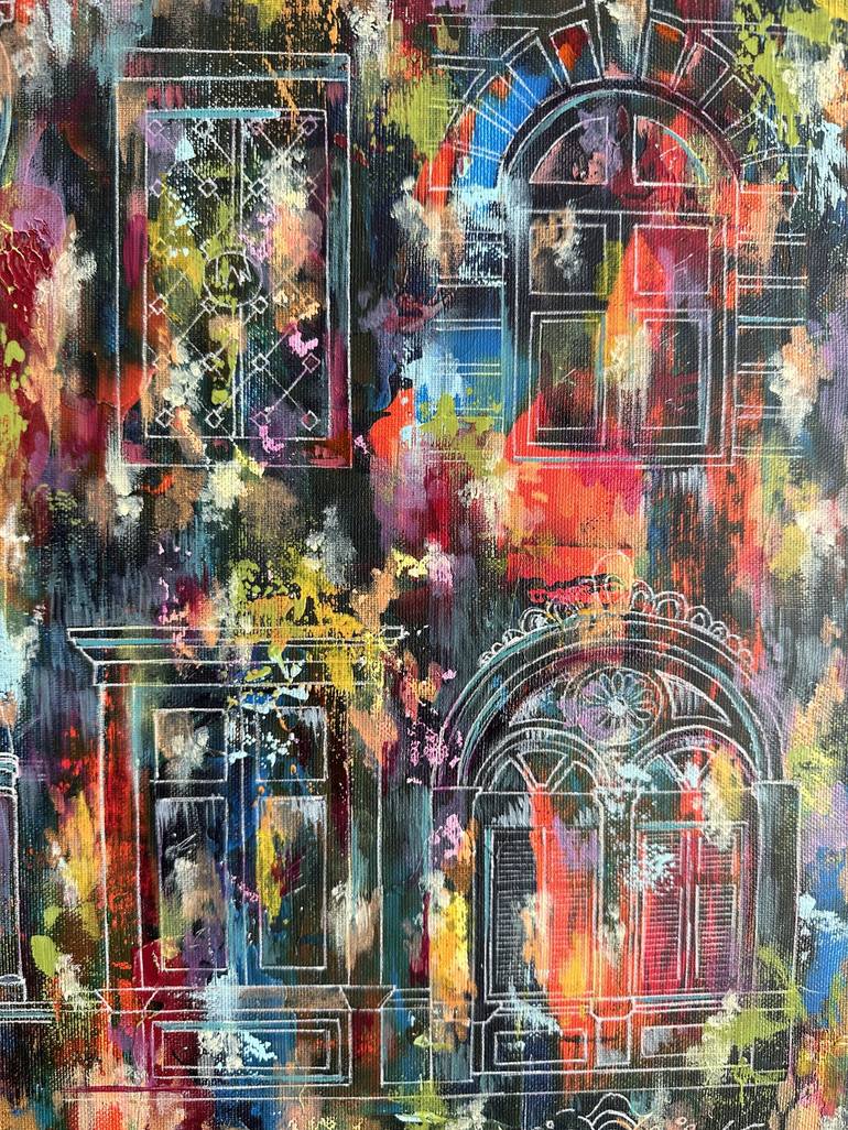 Original Abstract Expressionism Architecture Painting by Ruveyda Gormezoglu