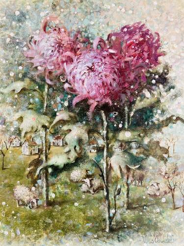 Original Expressionism Floral Painting by Yuliya Odukalets