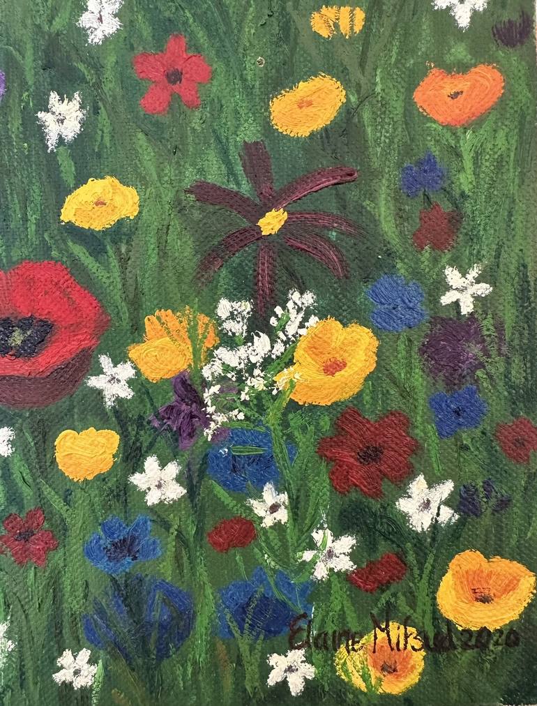 Original Impressionism Floral Painting by Elaine Mifsud