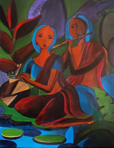 Print of Folk Love Paintings by Iresha Hakmana Arachchi