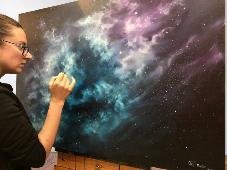 Original Conceptual Outer Space Painting by Cathrin Machin