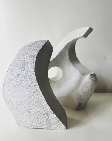 Original Black & White Abstract Sculpture by Anne Poitrenaud