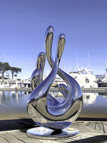 Original Geometric Abstract Sculpture by Daniel Kei Wo