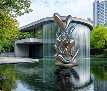 Original Geometric Abstract Sculpture by Daniel Kei Wo
