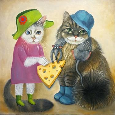 Original Illustration Cats Paintings by Svetlana Sokolova