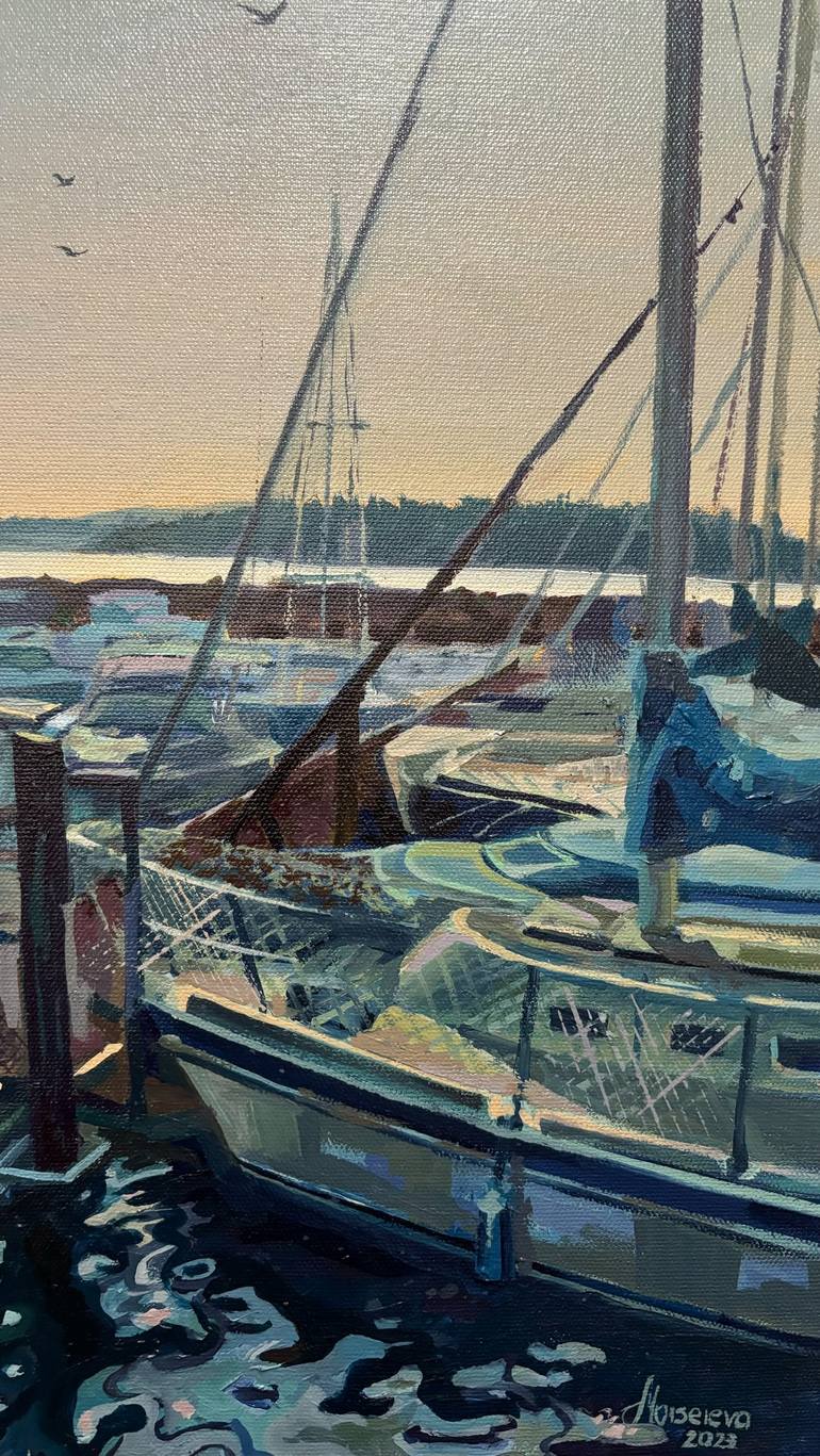 Original Boat Painting by Angela Moiseieva