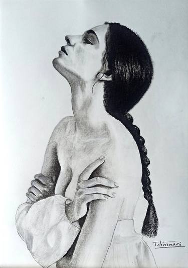 Original Portraiture Women Drawings by SOMNATH TAMBE