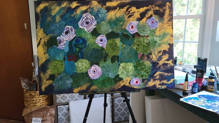 Original Abstract Floral Painting by Dawn Petrillo