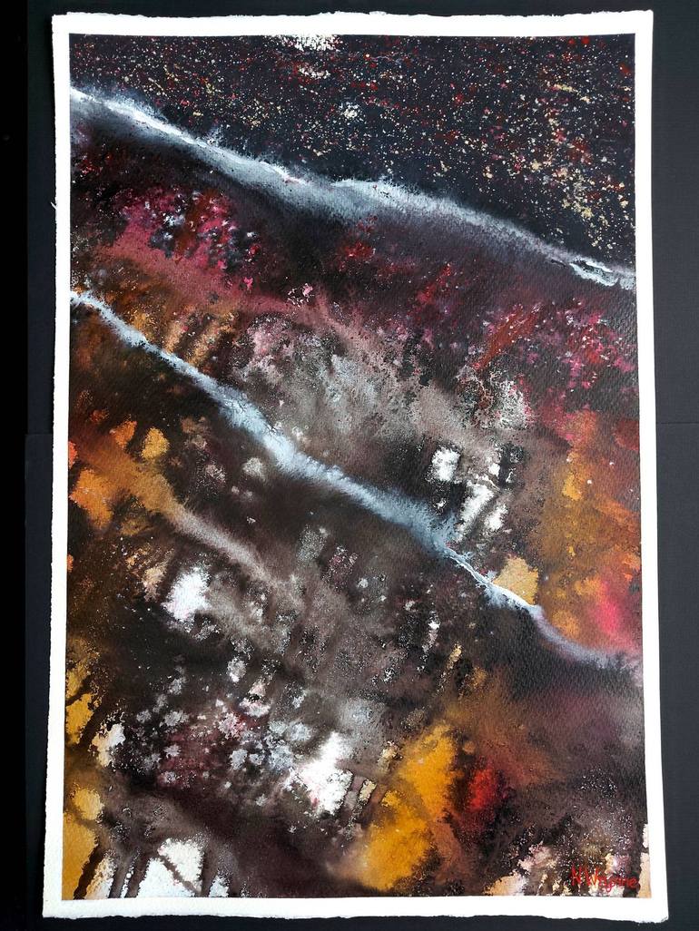 Original Abstract Water Mixed Media by Neil Wrynne