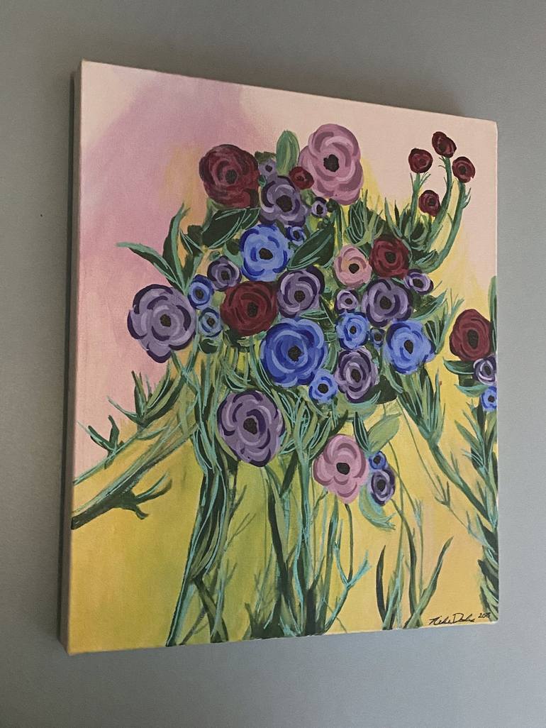 Original Abstract Floral Painting by Nicole Dohnal