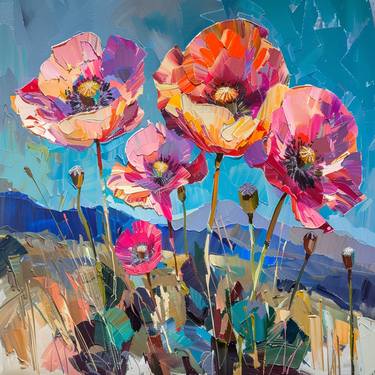 Original Expressionism Floral Paintings by BEN FLARSKI