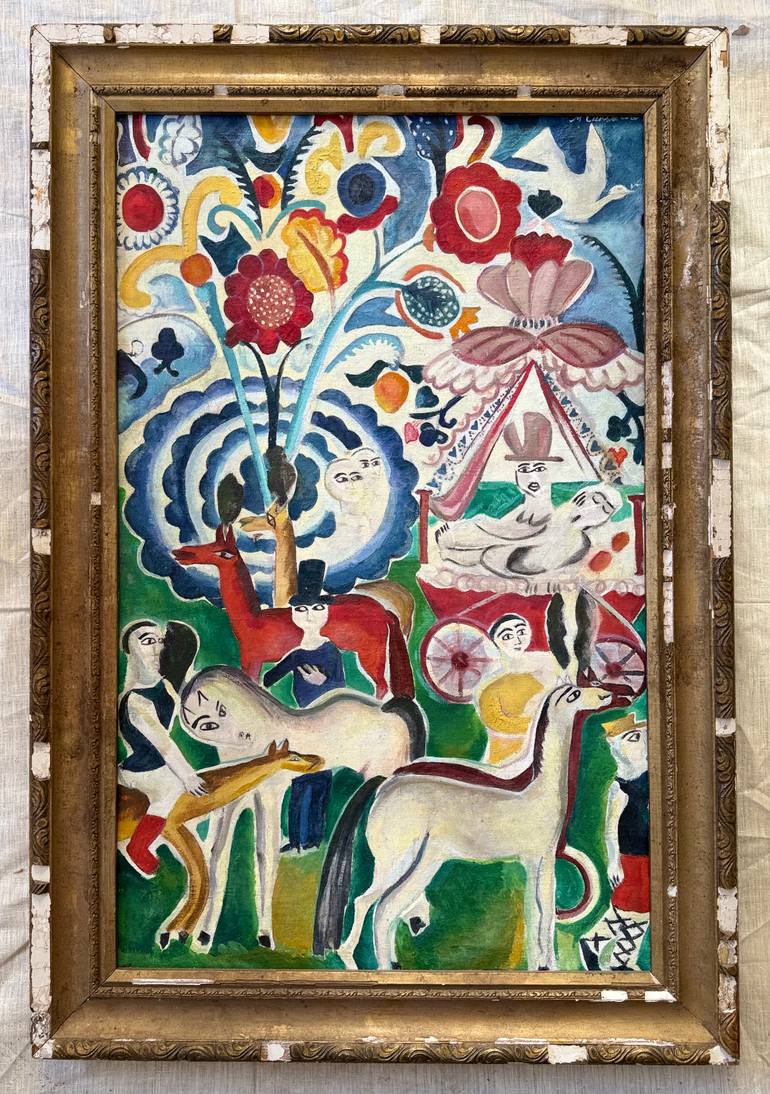 Original Figurative Floral Painting by Old Vintage Prestige Painting
