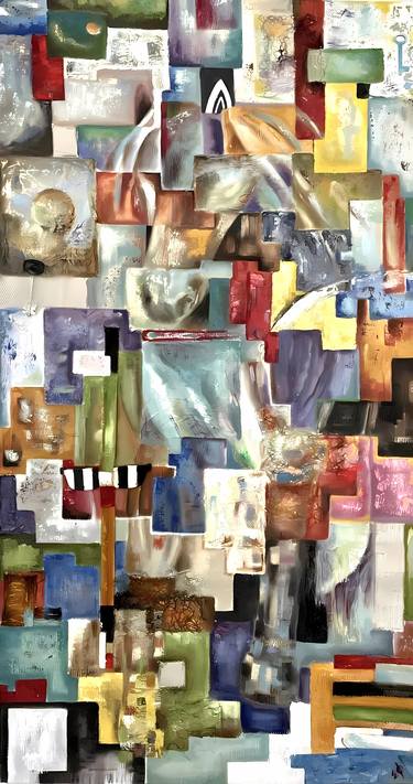 Original Abstract Expressionism Abstract Mixed Media by Elena Faushteyn