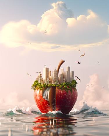 an Apple Cityscape Digital Art thumb