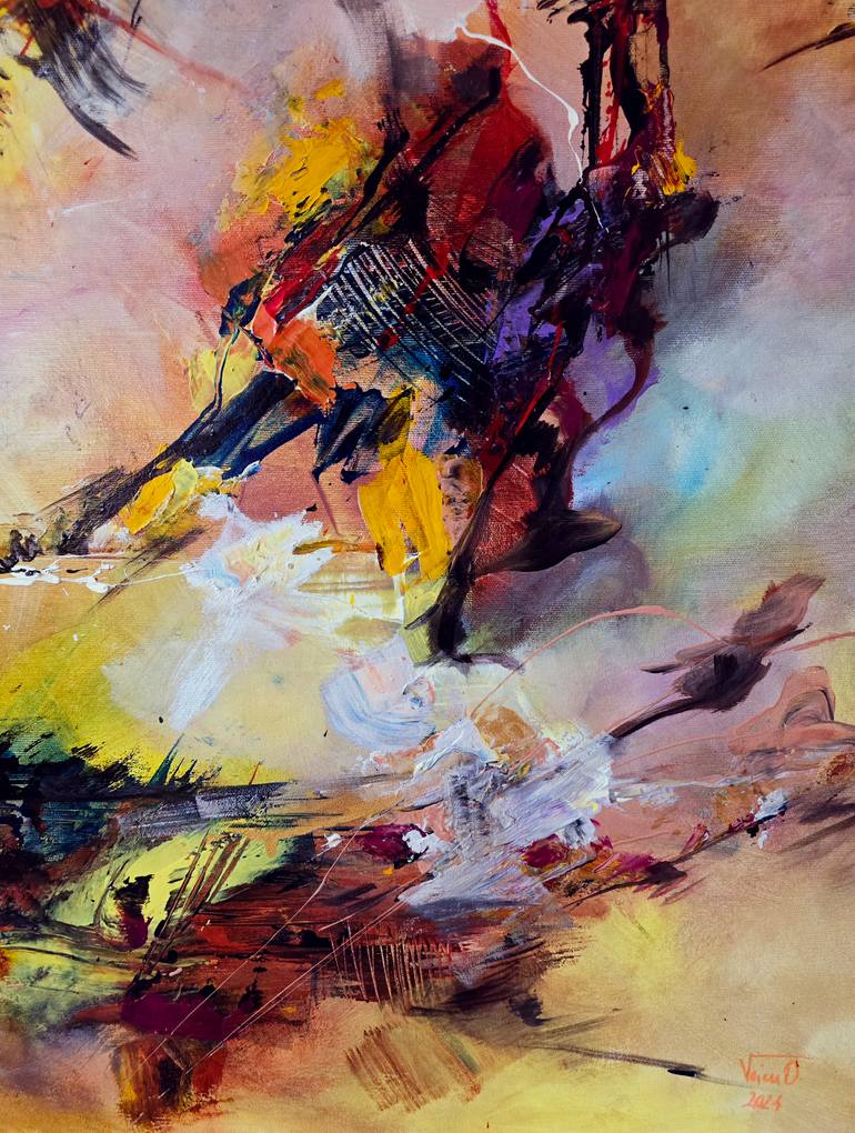 Original Abstract Expressionism Abstract Painting by Voicu Oprea