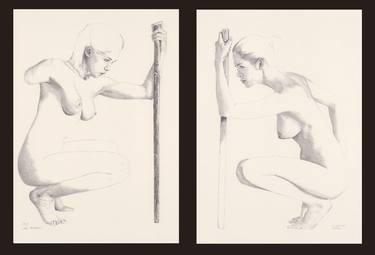 Original Women Drawings by Walter Roos