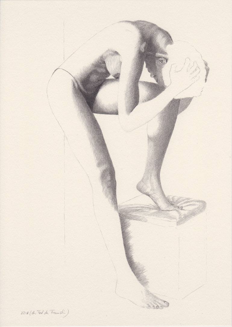 Original Nude Drawing by Walter Roos