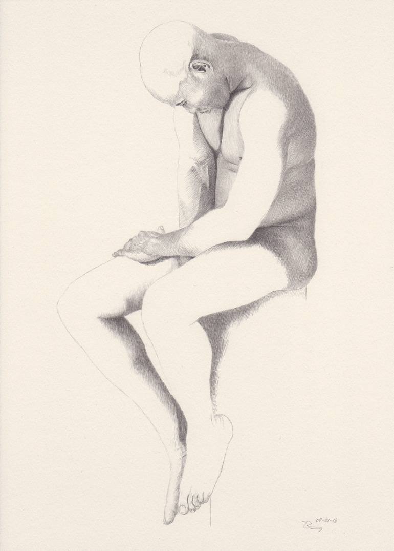 Original Nude Drawing by Walter Roos