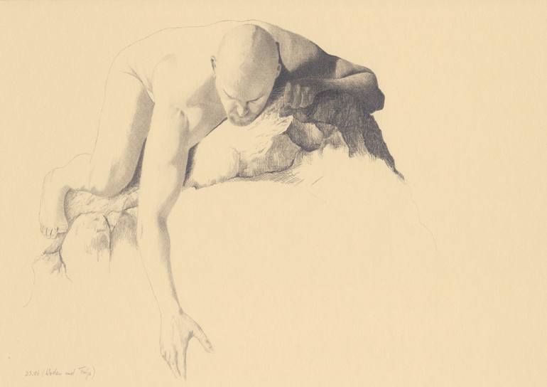 Original Figurative Nude Drawing by Walter Roos