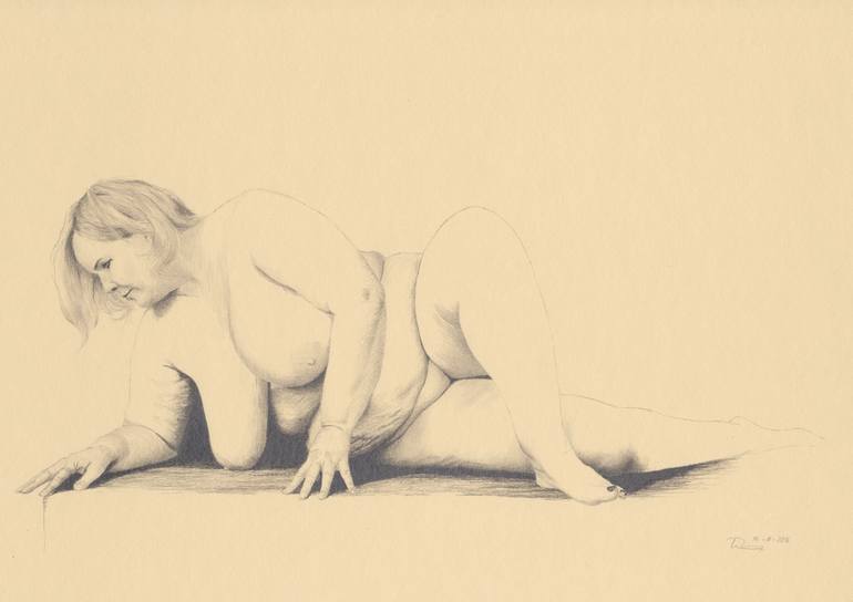 Original Figurative Nude Drawing by Walter Roos