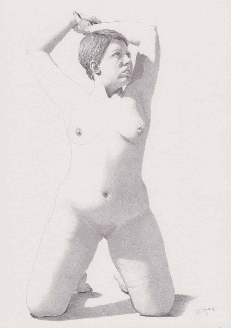 Original Nude Drawing by Walter Roos