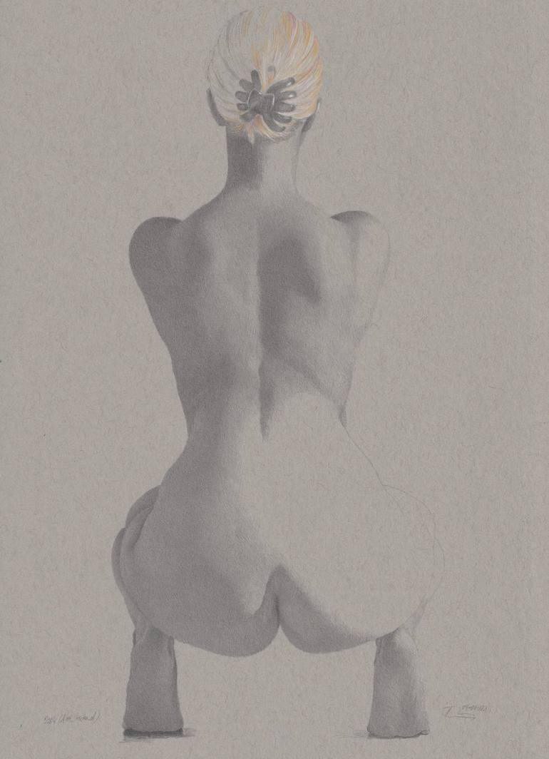 Nude,crouching (0:04) Drawing by Walter Roos | Saatchi Art