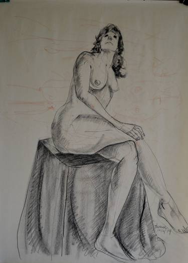 Original Figurative Nude Drawings by Therese Daniels