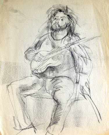 Original Black & White Performing Arts Drawing by Therese Daniels