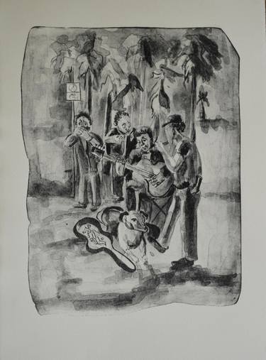 Original Black & White Performing Arts Printmaking by Therese Daniels