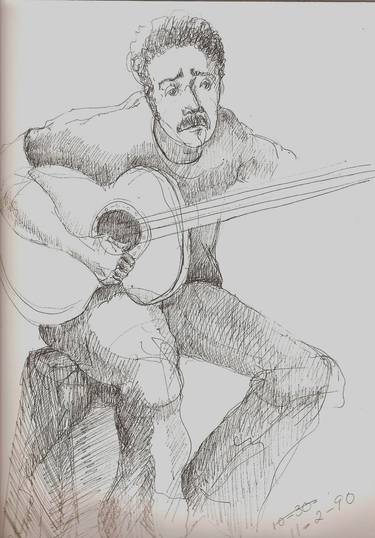 Original Black & White Performing Arts Drawing by Therese Daniels