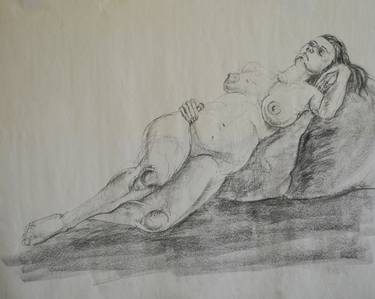 Original Figurative Nude Drawings by Therese Daniels