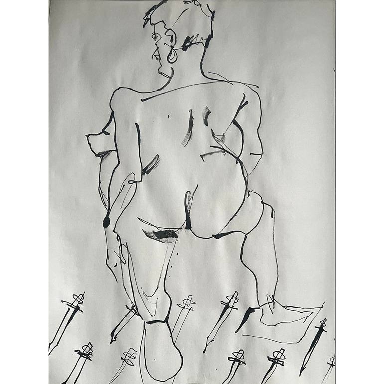 Original Figurative Nude Drawing by Ely Young